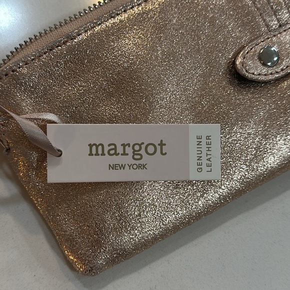 margot Genuine Leather Rose Gold Credit Card Holder - Picture 4 of 7